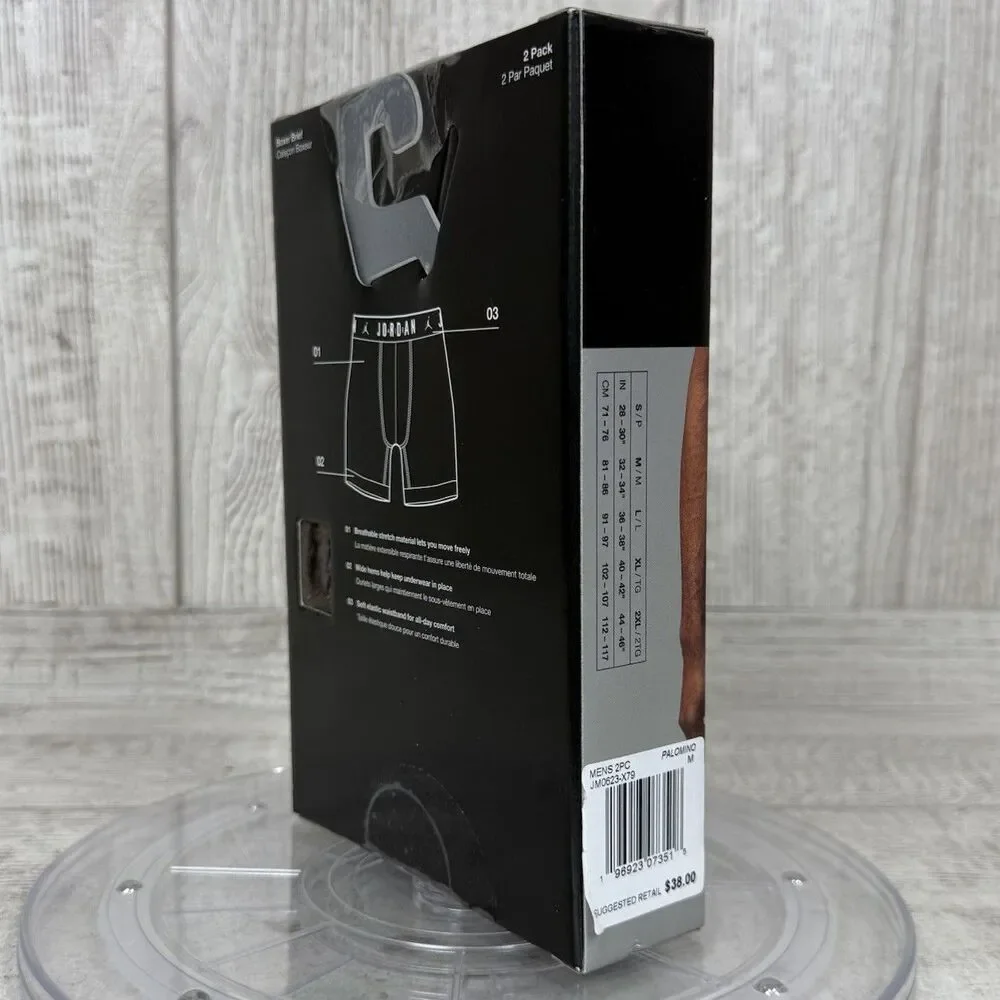 Nike Jordan Flight Cotton Stretch Boxer Briefs Mens Medium 2 Pack Black Brown